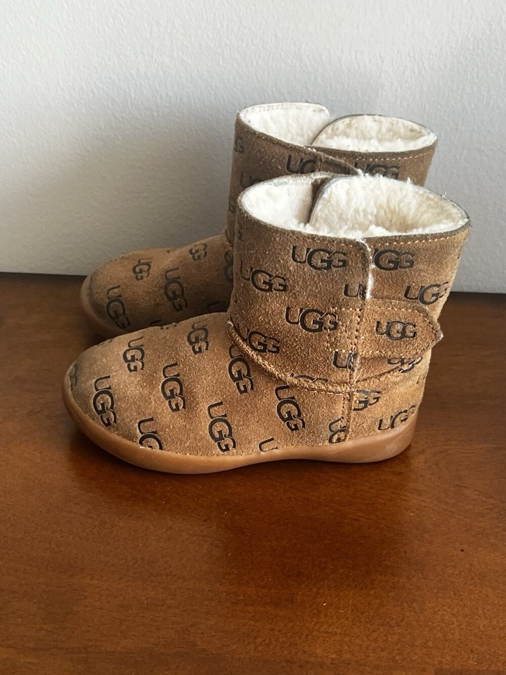UGG Toddlers Boots Sherpa Logo Brown Sherpa Size 8